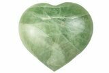 Polished Fluorescent Green Fluorite Heart - Madagascar #256180-1